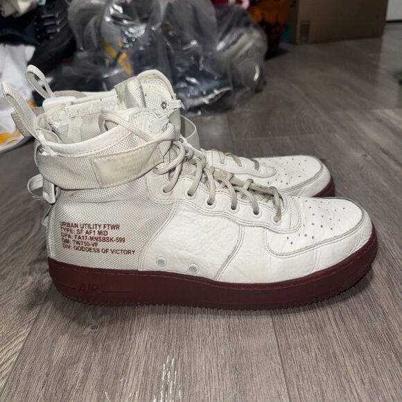 Men’s Size 10 Nike SF Air Force 1 Mid Red Ivory Mars Shoes 917753-100 - Picture 1 of 7
